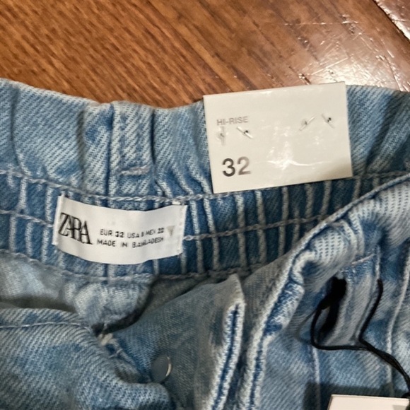 NWT Zara Paperbag denim Jean high waist shorts 00 - Picture 6 of 9